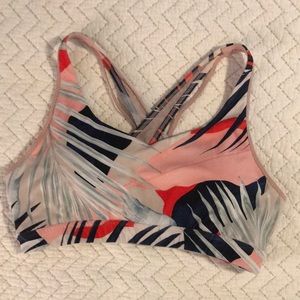 Athleta sports bra, tropical print, size large.